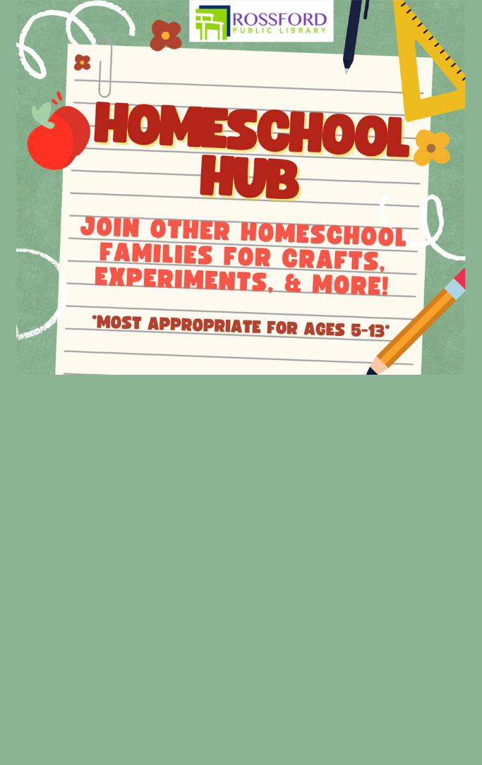 Homeschool hub flyer with pictures of school supplies on a piece of notebook paper