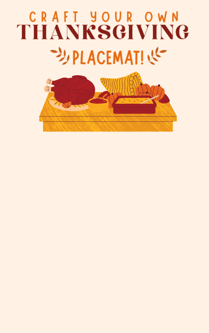 craft your own thanksgiving placemat with picture of thanksgiving food on table