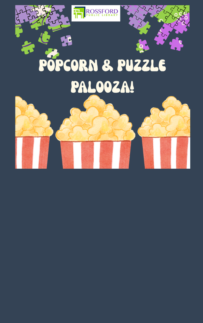 Puzzle & popcorn palooza with puzzle pieces and popcorn