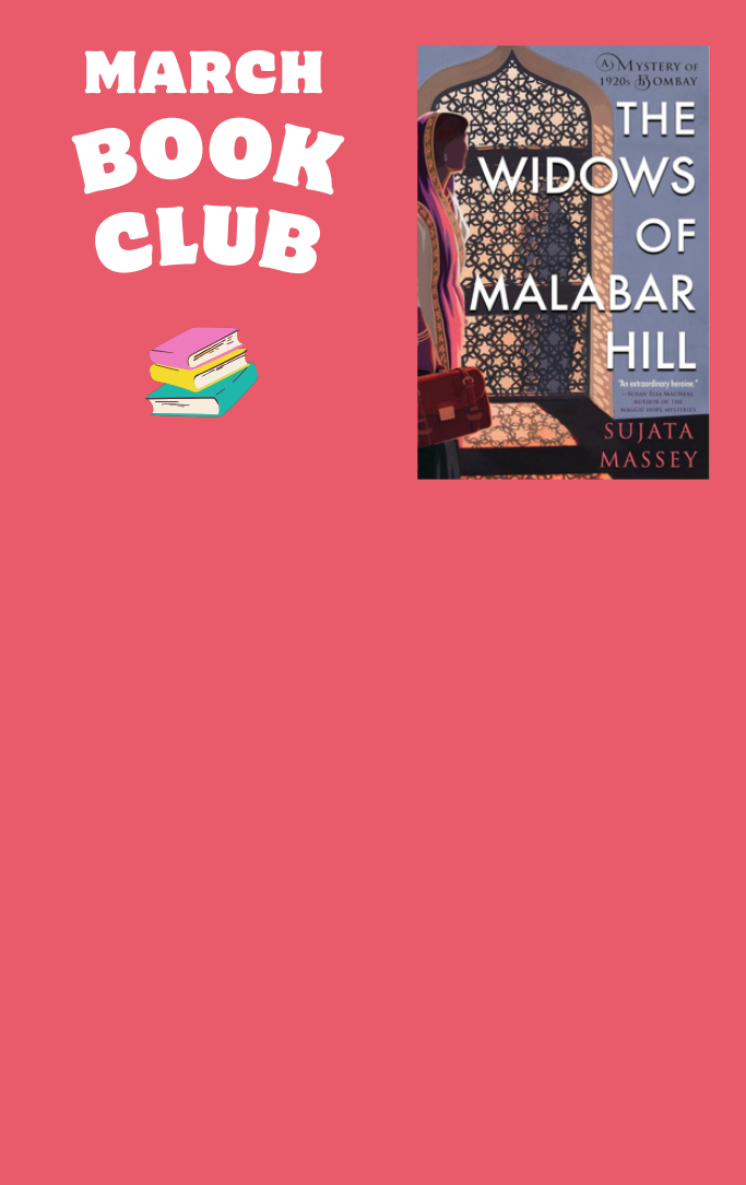 March Book Club with cover of book "The Windows of Malabar Hill" by Sujata Massey