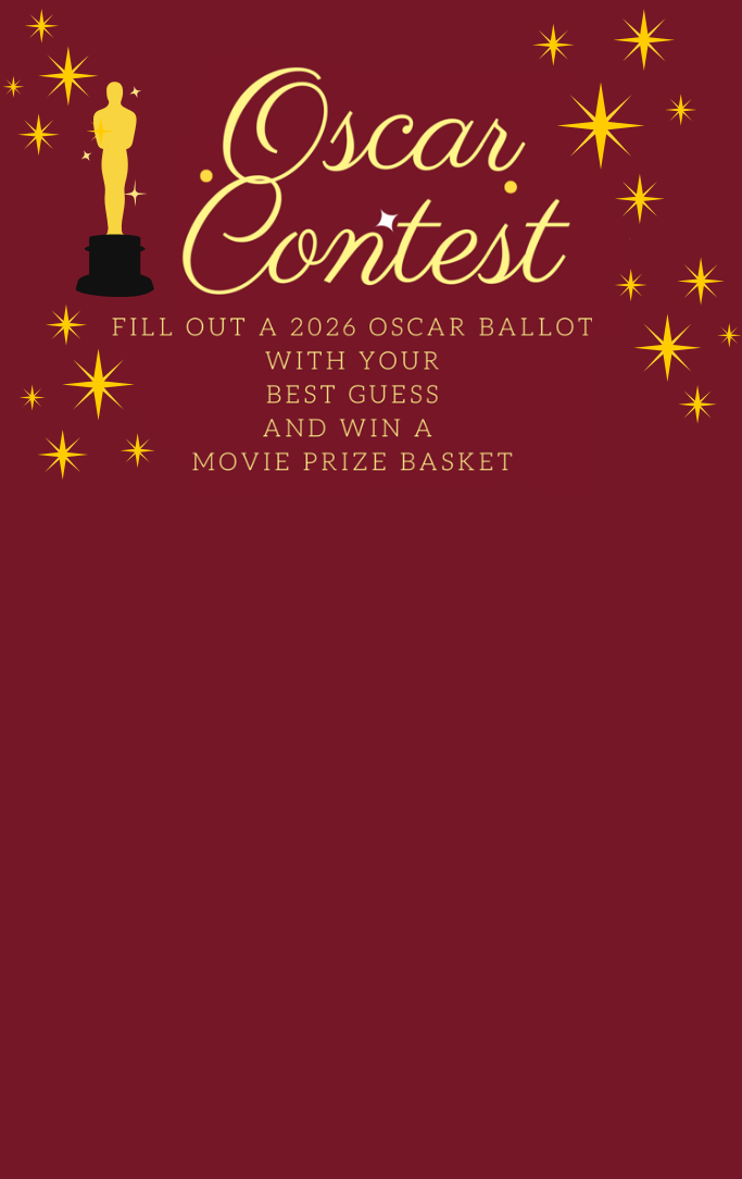 Oscar contest with a gold award and gold stars