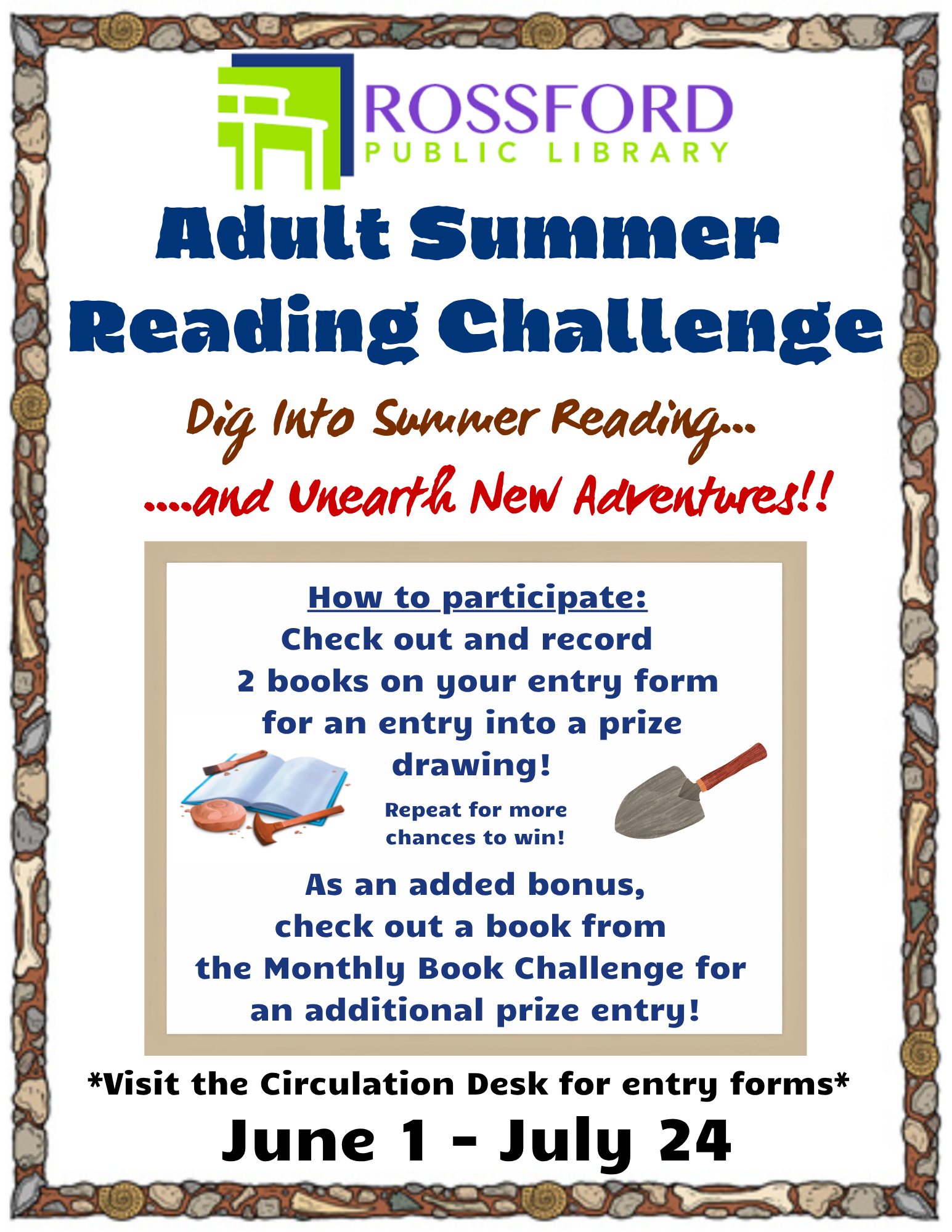 Adult summer Reading club flyer with same information as in this post